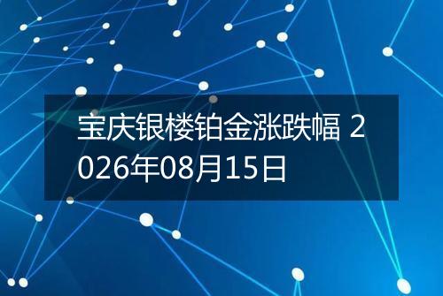 宝庆银楼铂金涨跌幅 2026年08月15日