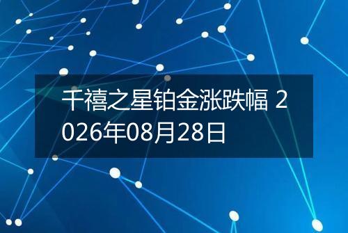 千禧之星铂金涨跌幅 2026年08月28日