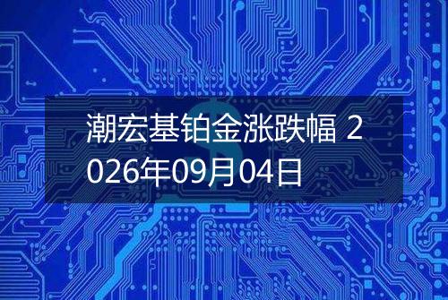 潮宏基铂金涨跌幅 2026年09月04日