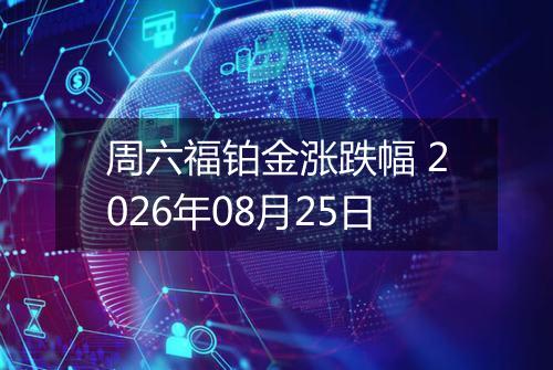 周六福铂金涨跌幅 2026年08月25日