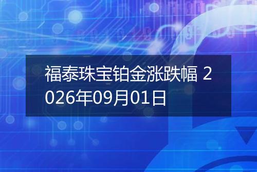 福泰珠宝铂金涨跌幅 2026年09月01日