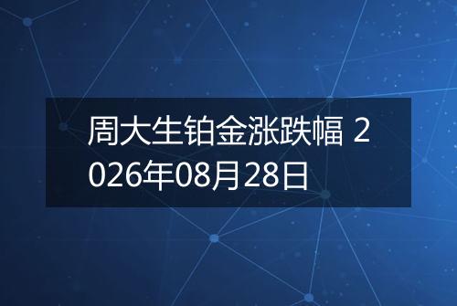 周大生铂金涨跌幅 2026年08月28日