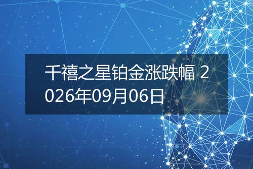千禧之星铂金涨跌幅 2026年09月06日