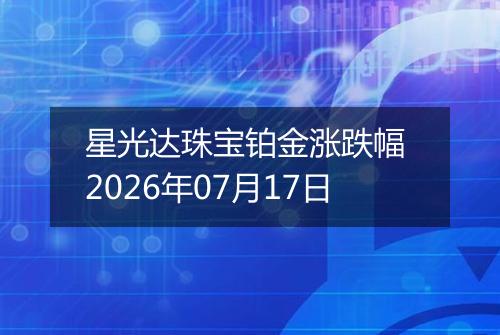 星光达珠宝铂金涨跌幅 2026年07月17日