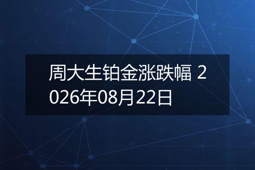 周大生铂金涨跌幅 2026年08月22日