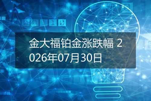 金大福铂金涨跌幅 2026年07月30日