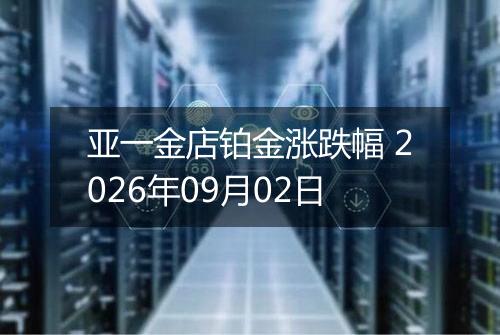 亚一金店铂金涨跌幅 2026年09月02日