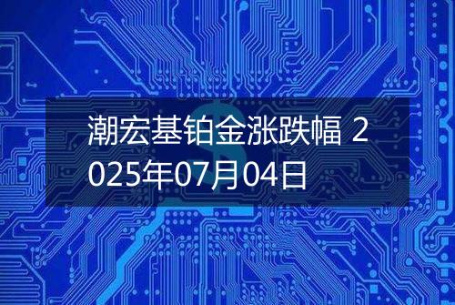 潮宏基铂金涨跌幅 2025年07月04日