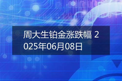 周大生铂金涨跌幅 2025年06月08日