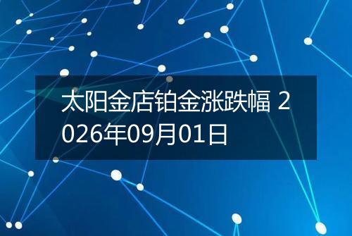太阳金店铂金涨跌幅 2026年09月01日