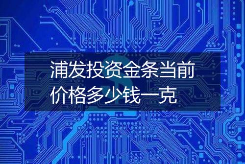 浦发投资金条当前价格多少钱一克