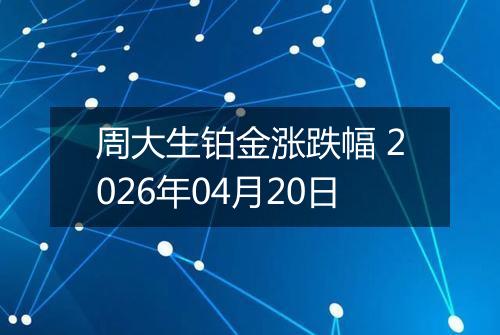 周大生铂金涨跌幅 2026年04月20日