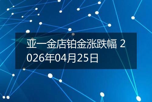 亚一金店铂金涨跌幅 2026年04月25日