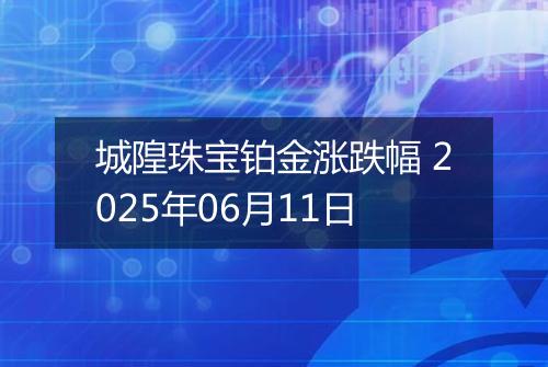 城隍珠宝铂金涨跌幅 2025年06月11日