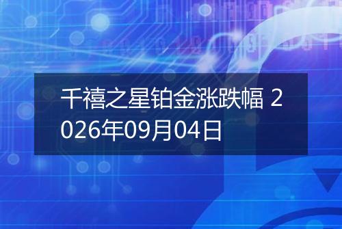 千禧之星铂金涨跌幅 2026年09月04日