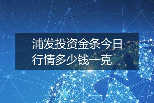 浦发投资金条今日行情多少钱一克