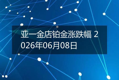 亚一金店铂金涨跌幅 2026年06月08日