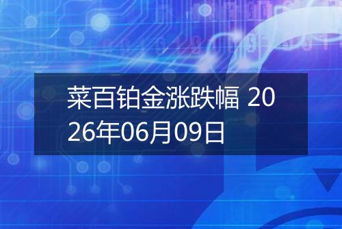菜百铂金涨跌幅 2026年06月09日