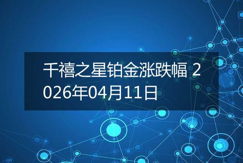 千禧之星铂金涨跌幅 2026年04月11日