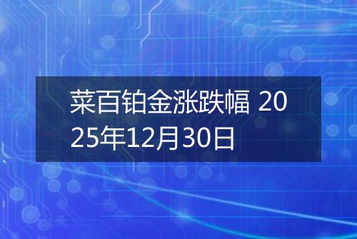 菜百铂金涨跌幅 2025年12月30日