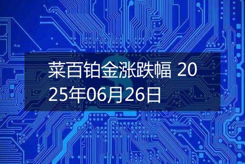 菜百铂金涨跌幅 2025年06月26日