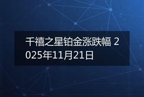 千禧之星铂金涨跌幅 2025年11月21日