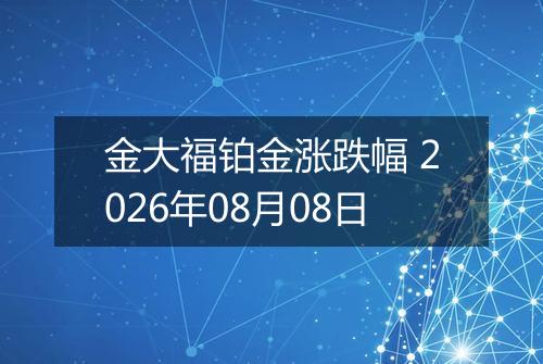 金大福铂金涨跌幅 2026年08月08日