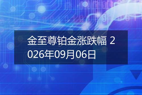 金至尊铂金涨跌幅 2026年09月06日