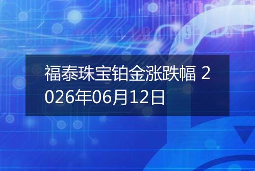 福泰珠宝铂金涨跌幅 2026年06月12日