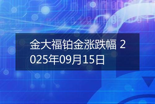 金大福铂金涨跌幅 2025年09月15日